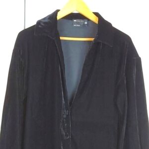 Asos Black Velvet Tunic or Dress Plunging V Neck whimsigoth Mod Sz.12